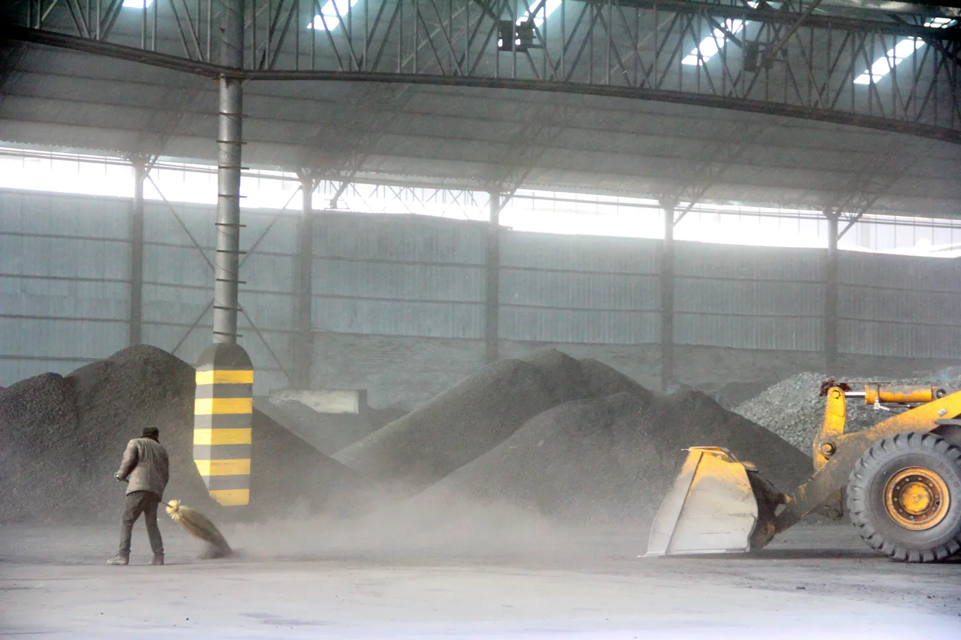 Calcined anthracite carbon additive warehouse storage at Panson